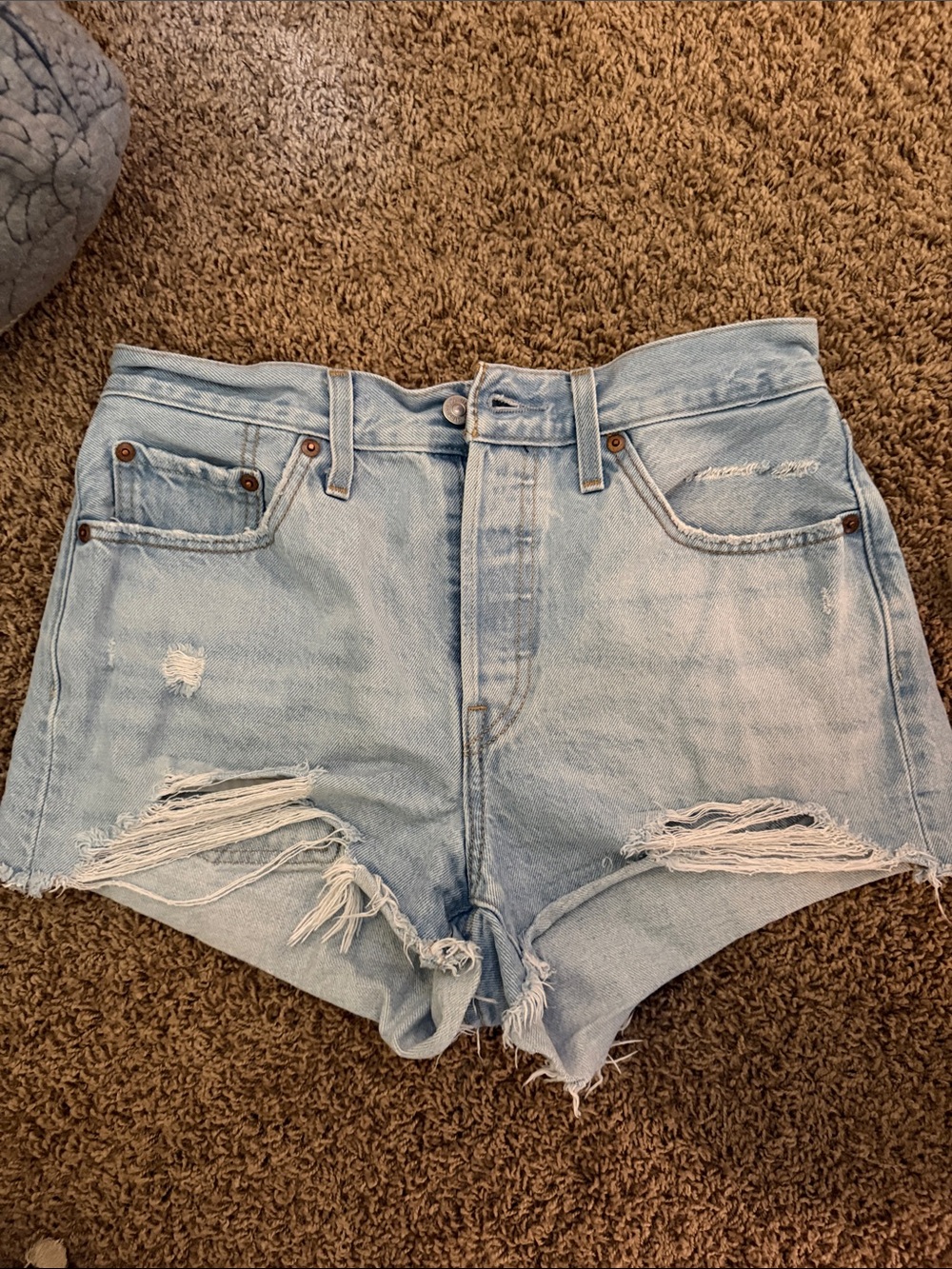 Levi's 501 vintage Distressed Denim Shorts button fly